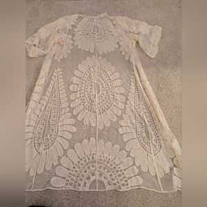 Elegant Cream Lace Swim Coverup